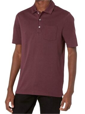 AMAZON ESSENTIALS Men's Maroon Short Sleeve Polo Size Small